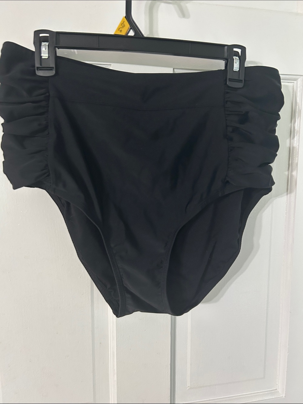 Kona Sol Black High-Waist Bikini Bottoms with Side Ruching